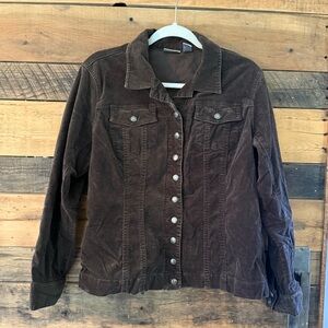 Chico’s Corduroy Button Front Jacket Brown Size 2 (Fits L)